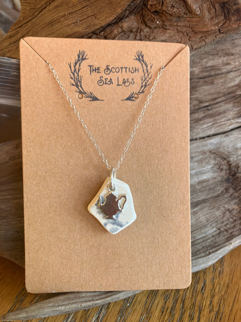 Teapot Scottish Sea Pottery 925 pendant