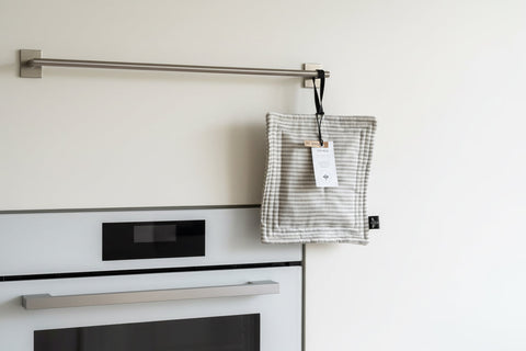 Linen Grey Striped Pot Holder