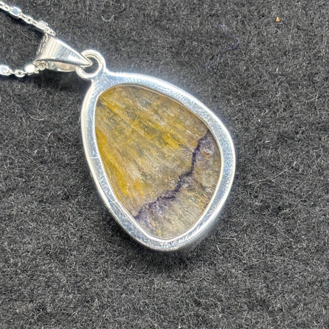 Blue John Fluorite Pendant in Sterling Silver