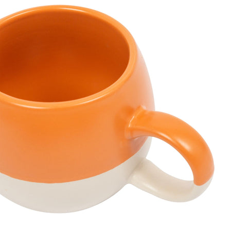 340 ml Becher aus Steingut in der Farbe Orange (Blockform)