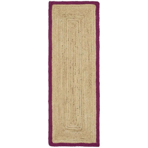Bordered Raspberry Jute Rug