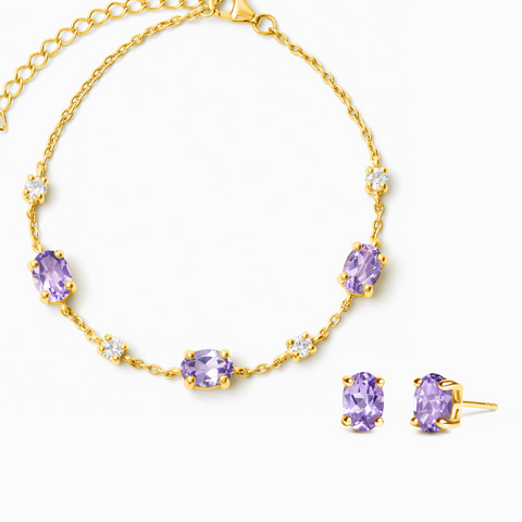Mini-Set 2 – Amethyst-Schmuckset in 18-karätigem Gold-Vermeil