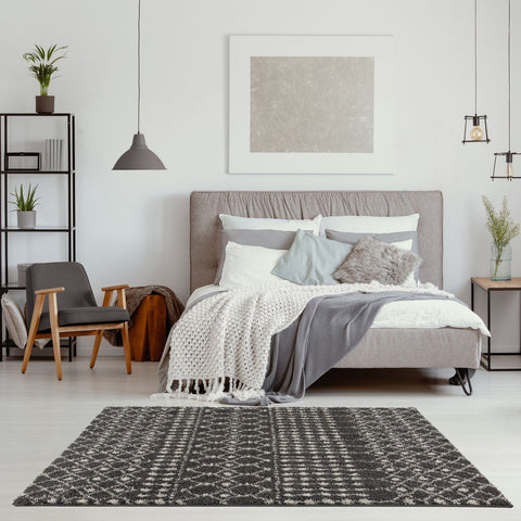 Moroccan Dark Grey Shaggy Rug | 1040