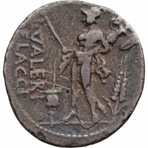 108 - 107 BC Roman Republic Denarius Lucius Valerius Flaccus Coin