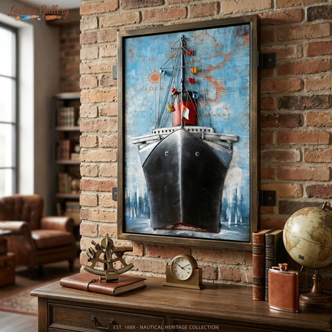 Vintage Handcrafted Ocean Liner 3D Metal Wall Art, Original Painting, Living Room Decor, Unique Gift