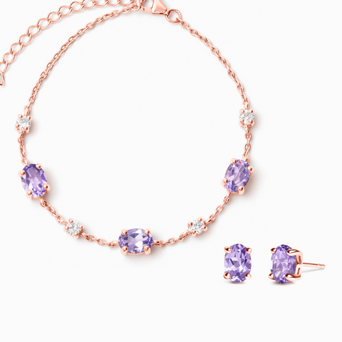 Mini-Set 2 – Amethyst-Schmuckset in 18-karätigem Roségold-Vermeil