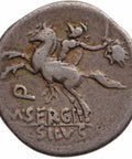 116 - 115 BC Roman Republic Denarius Marcus Sergius Silus Coin