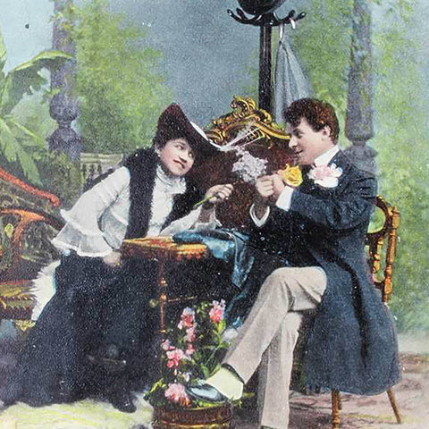 1905s Edwardian Era Romantic Love Postcard King Edward VII One Penny Stamp
