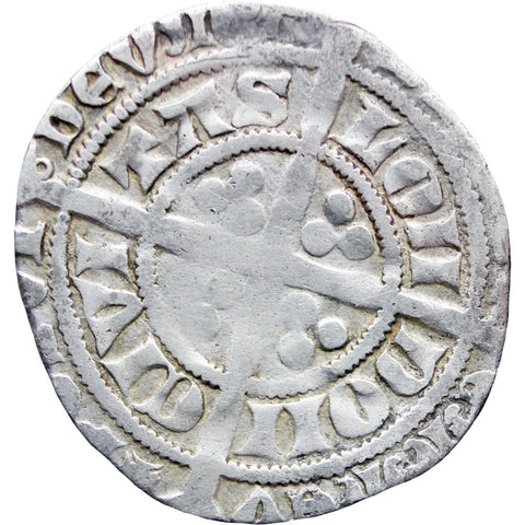 1334 - 1351 England Edward III One Groat Coin Silver London Mint Cross pattee