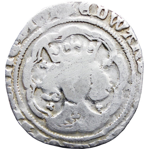 1334 - 1351 England Edward III One Groat Coin Silver London Mint Cross pattee