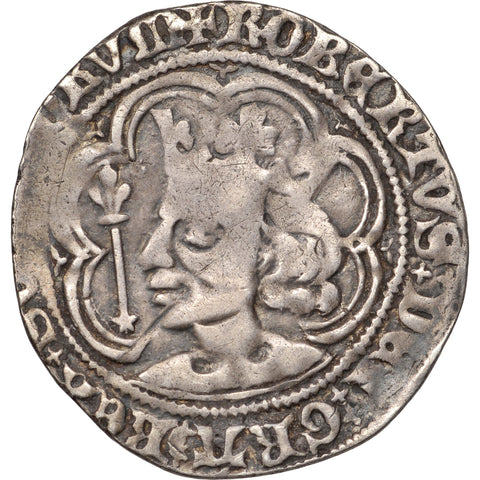 1371 - 1390 Groat Robert II of Scotland Coin Silver
