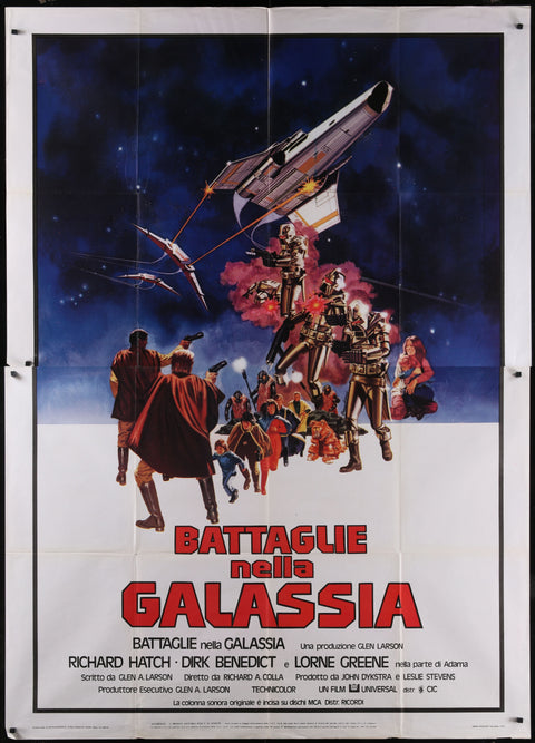 Affiche de film italienne originale à deux volets de Battlestar Galactica (1978)