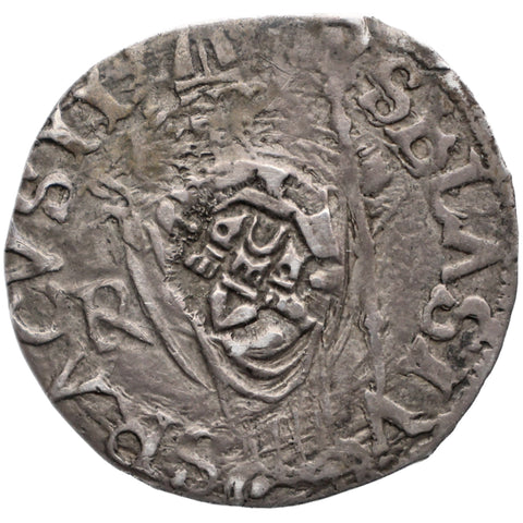 1581 - 1594 Republic of Dubrovnik (Ragusa) Countermarked Silver Dinar, "Saint" Type Coin