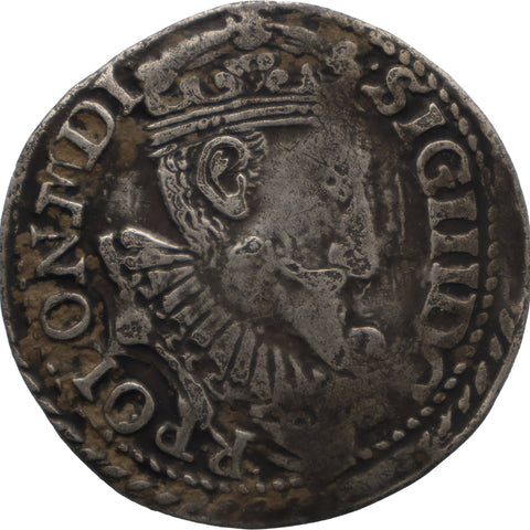 1597 3 Groschen Trojak Sigismund III Vaza Polish Lithuanian Coin Olkusz Mint