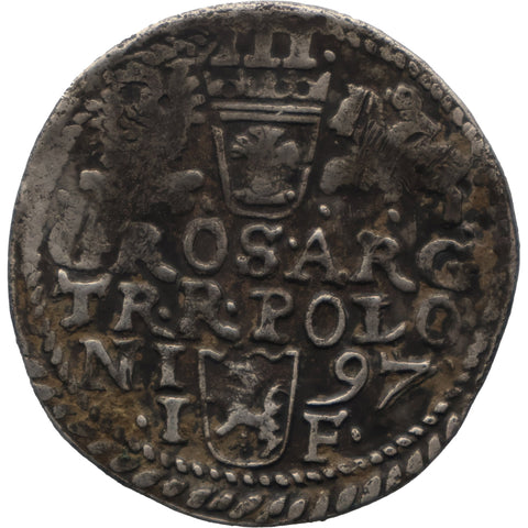 1597 3 Groschen Trojak Sigismund III Vaza Polish Lithuanian Coin Olkusz Mint