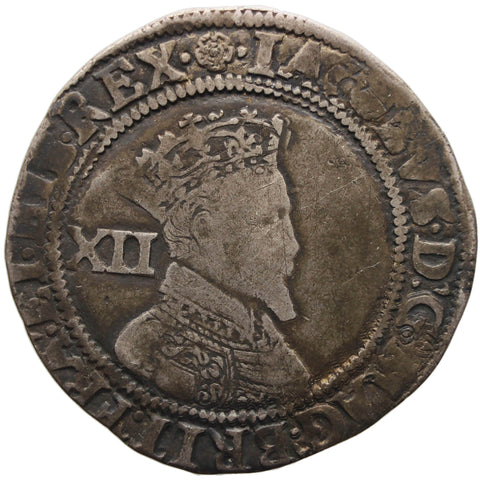 1605 - 1606 Shilling James I England Silver Coin 2nd issue, 3rd bust Mintmark Rose Hammered Coins
