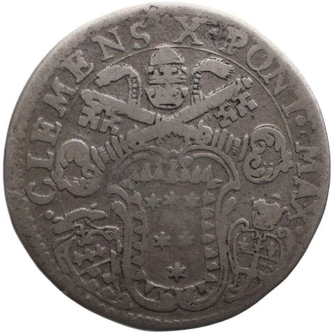 1671 20 Bolognini (Lira) Clement X Coin Papal Italy States