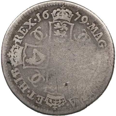 1679 Shilling Charles II Coin UK Silver 2nd milled bust