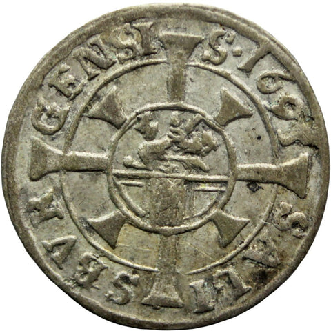 1695 1 Kreuzer Bishopric of Salzburg Johann Ernst Graf von Thun Silver Coin