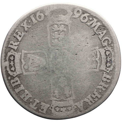 1696 Shilling William III Great Britain Coin Silver York Mint