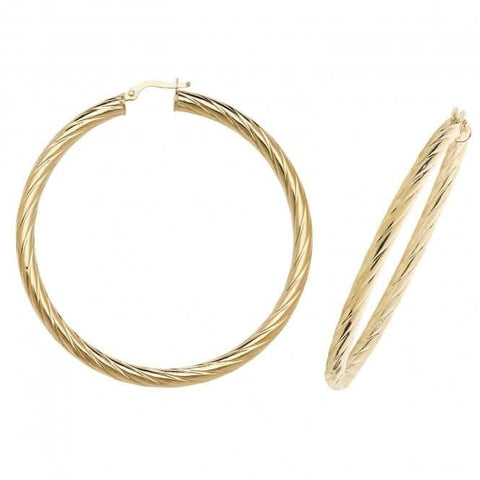 Boucles d'oreilles créoles ovales en or jaune 9 carats ER1059