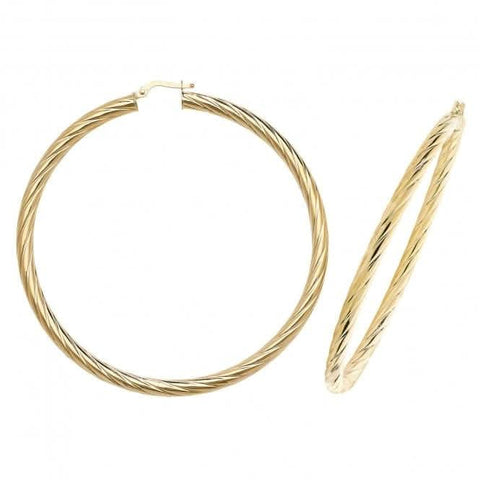 Boucles d'oreilles créoles ovales en or jaune 9 carats ER1059