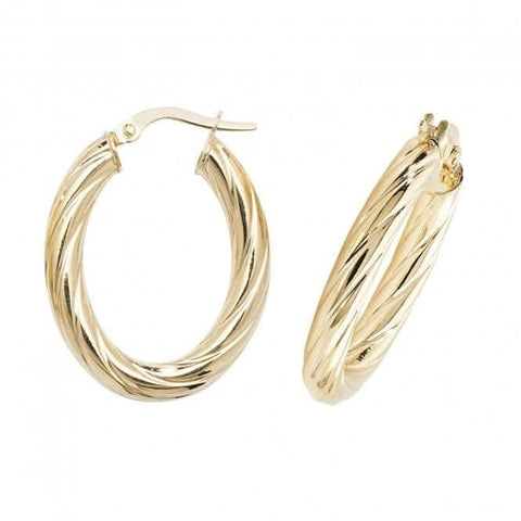 Boucles d'oreilles créoles ovales en or jaune 9 carats ER1059