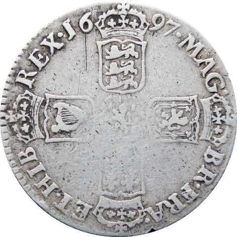 1697 Shilling William III Great Britain Coin Silver