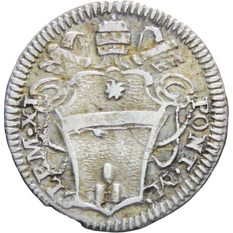 1700 -1721 Italy Papal States Clement XI Half Grosso Silver Coin