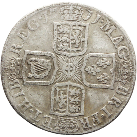 1711 Shilling Queen Anne Silver Coin British United Kingdom Plain angles 4th bust