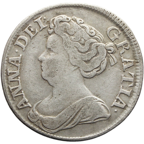 1711 Shilling Queen Anne Silver Coin British United Kingdom Plain angles 4th bust