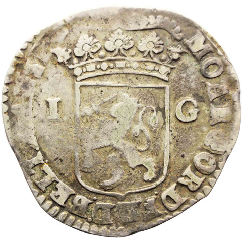 1719 One Gulden Silver Coin Dutch Republic Utrecht Netherlands Guilder