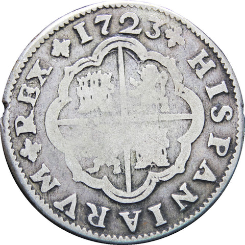 1723 Spain Philip V 2 Reales Seville 1st type Silver Coin