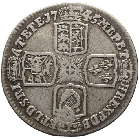 1745 Shilling George II Silver Coin Great Britain Lima Older bust