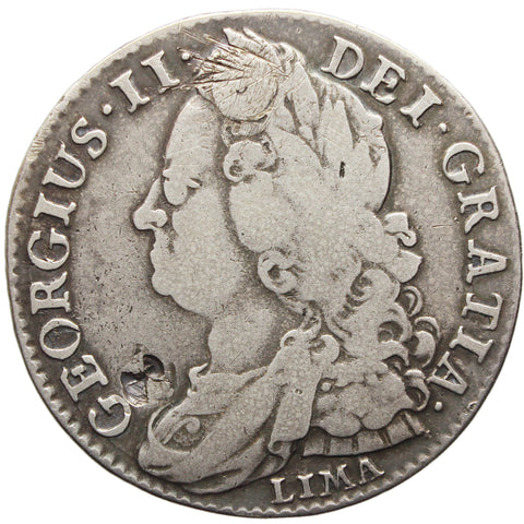 1745 Shilling George II Silver Coin Great Britain Lima Older bust