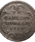 1750 1 Carlino Romano Benedict XIV Coin Papal States