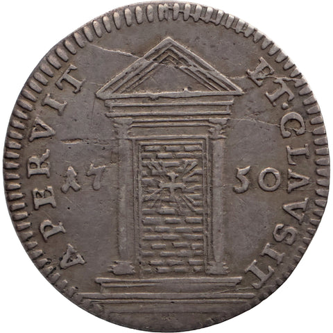 1750 XI 1 Grosso Benedict XIV Coin Papal Italy States Jubilee