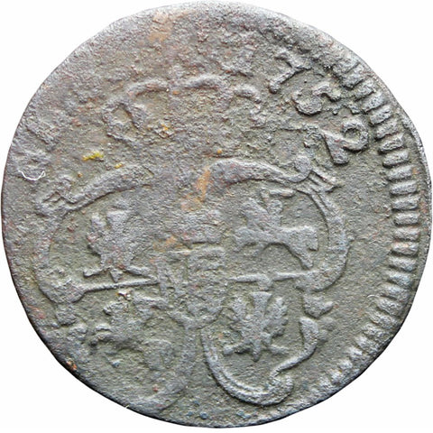 1752 Polish Lithuanian Commonwealth August III Szeląg Solidus Shilling Coin 1/3 Grosz