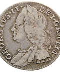 1757 Sixpence George II Silver Coin Great Britain Older bust