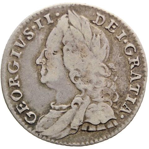 1757 Sixpence George II Silver Coin Great Britain Older bust