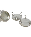1760 Antique George II Era Set Three Sterling Silver Salts Pots Silversmiths Dorothy Mills & Thomas Sarbitt London Hallmarks