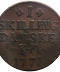 1771 1 Skilling Dansk Denmark Coin Christian VII