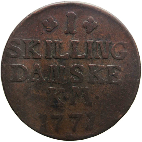 1771 1 Skilling Dansk Denmark Coin Christian VII