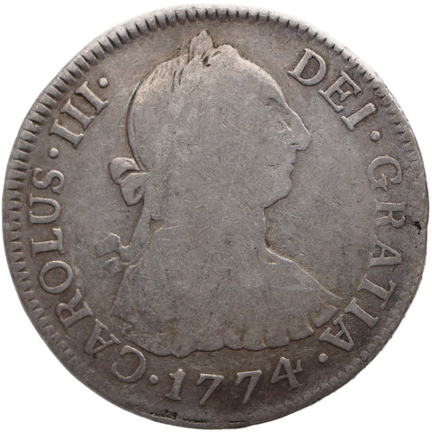1774 FM 2 Reales Mexico Coin Charles III Silver