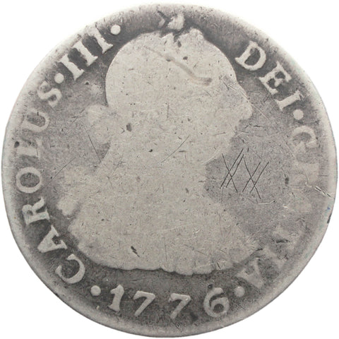 1776 MJ 2 Reales Peru Coin Charles III Silver Lima Mint