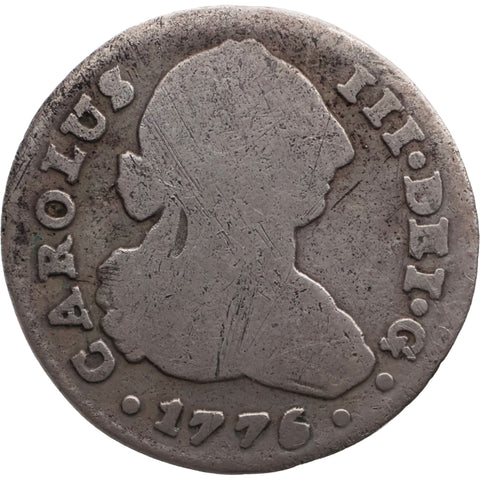 1776 SCF One Real Carlos III Coin Spain Seville Mint Silver