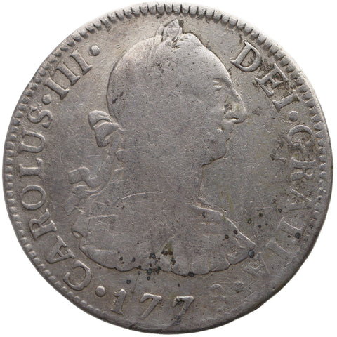 1778 FF 2 Reales Mexico Coin Charles III Silver