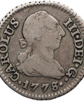 1778 SCF ½ Real Charles III Spain Silver Coin Seville Mint
