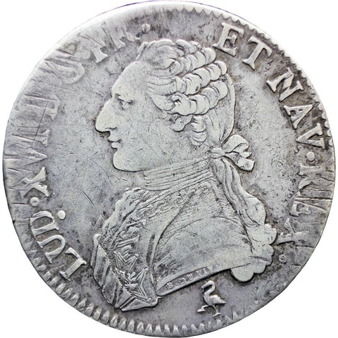 1784 A France Louis XVI Silver Ecu Coin Paris Mint