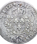 1784 A France Louis XVI Silver Ecu Coin Paris Mint